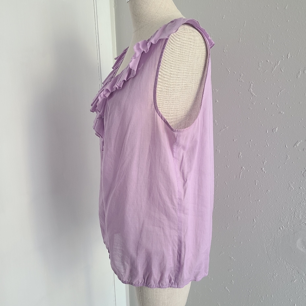 LOFT Purple ruffle sleeveless top size L -P1 - Picture 3 of 4